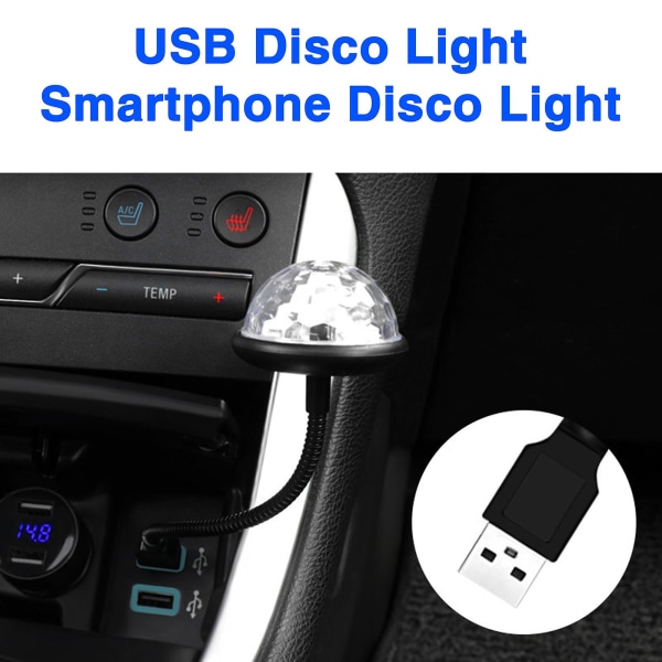 Mini- USB discovalo puhelimeen kannettavaan tietokoneeseen Ääni-aktivoitu tunnistus ja musiikkirytmi auton tunnelmavalo Värikäs LED-lavavalo baari-DJ-bileisiin K B
