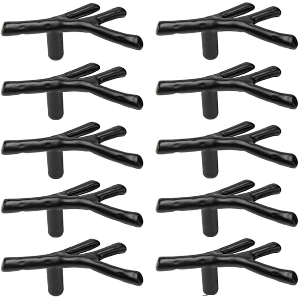 10x Black Cabinet Knobs Wardrobe Drawer Handles Pull Branch Single Hole