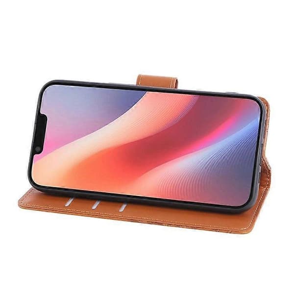 Fodral till iPhone 16e, rosblomma PU-läder plånboksfodral med 3 kortfack Brown