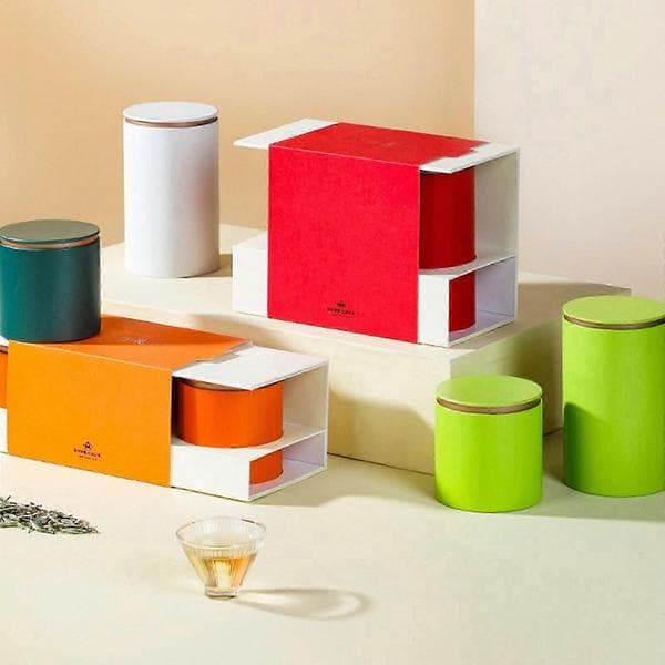 Lille rød metaldåse til opbevaring af urter, løs te og kaffe, holdbart og elegant design orange small