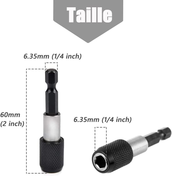 3 st Hex Shank Magnetic Extension Rods 60mm Hex Shank Screwdriver