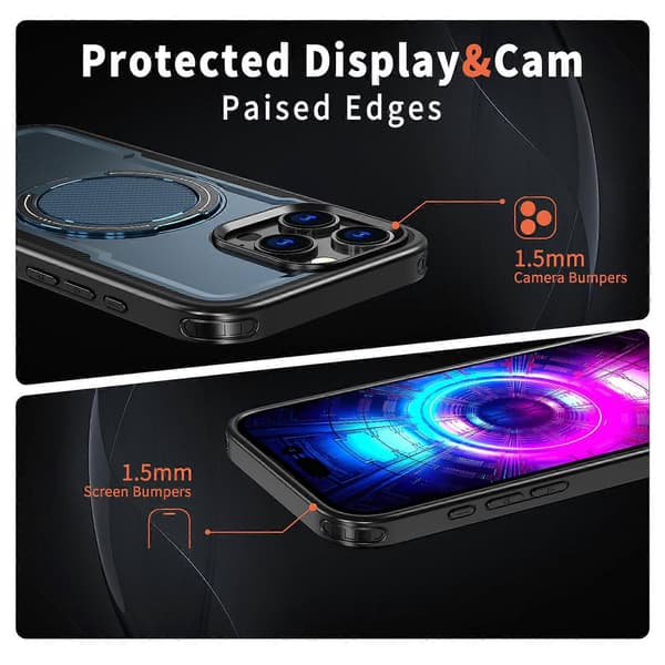 Kompatibel med iPhone 15 Pro Max-deksel Kompatibel med MagSafe TPU + PC-stativtelefondeksel Blue