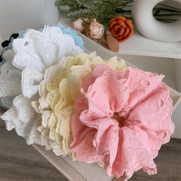Lacy Hårelastik Scrunchies Multi Layer Franske Hårringe til Elegante Opsætninger Velegnet til Langt Hår AF BY