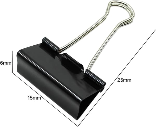 80 stk. Dobbeltclips 15 mm Sorte Dokumentclips