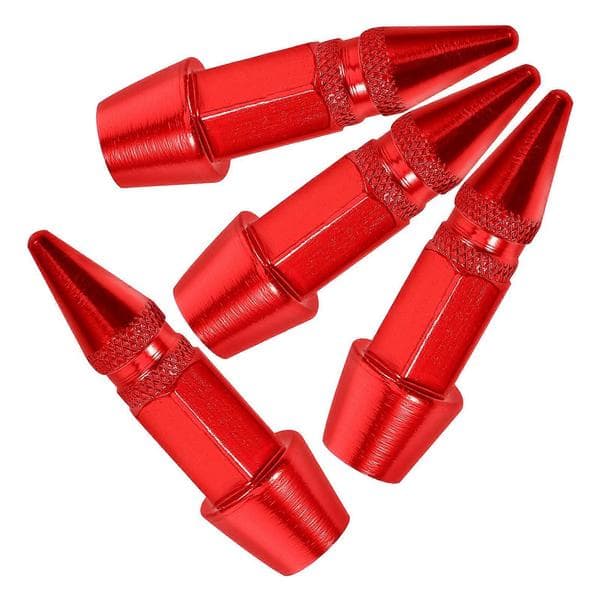 Røde piggete ventilhette 4 stk. ventilhetter i rustfritt stål for bildekkdekorasjon Red 4.50X1.00X1.00CM