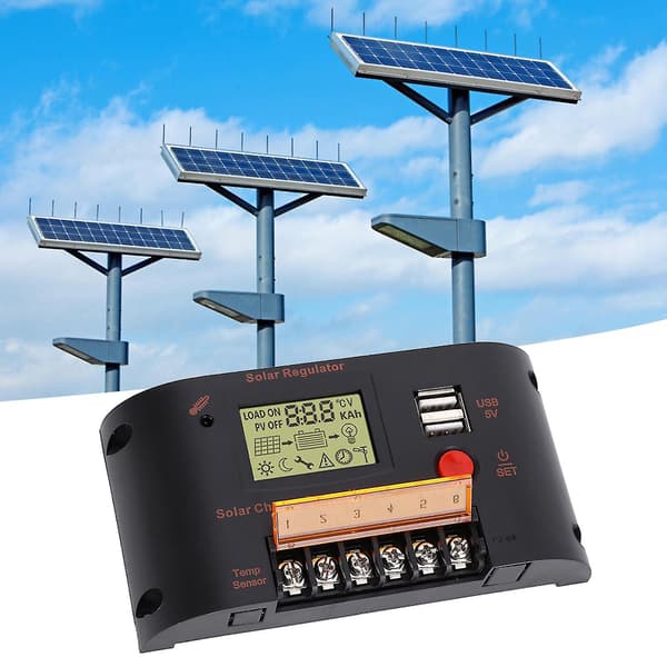 Qukaim Volt Generator Controller Solpanelregulator, 10A Solcellsregulator för blybatteri, Solladdare och