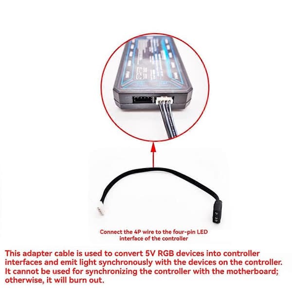 Blæseradapterkabel 4Pin til 5V ARGB 3Pin Konverteringsledning 5V 3-Pin til 4 Pin til Blæsercontroller Adapter C Black