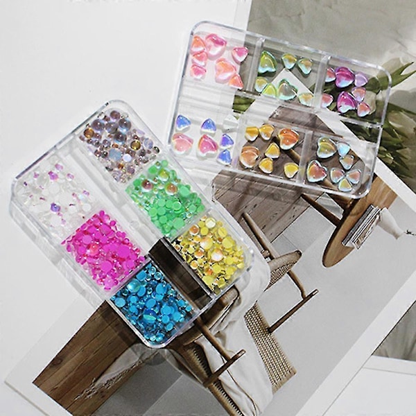 3D Godisfärgade Glaspärlor Nagelkonst Tillbehör Sjöjungfru Kristall Strass Nagelkonst Tillbehör Diamant Nagelkonst För DIY Nagelkonst Dekoration Nagelkonst