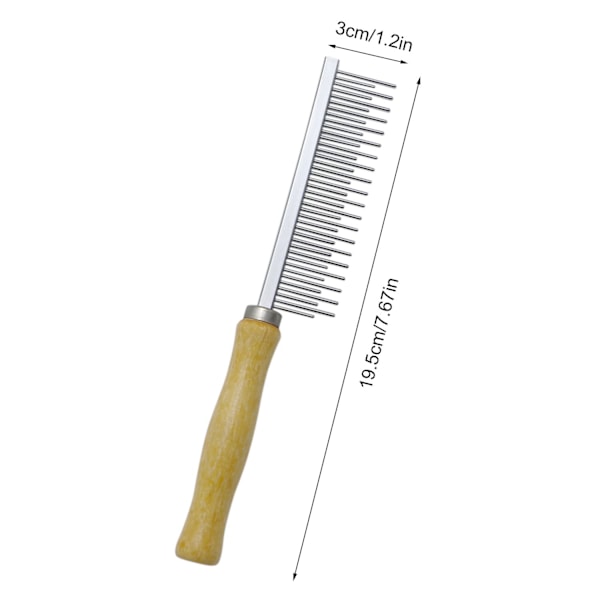 Træhåndteret plejekam til hunde, katte og kæledyr Long & Short Teeth Comb