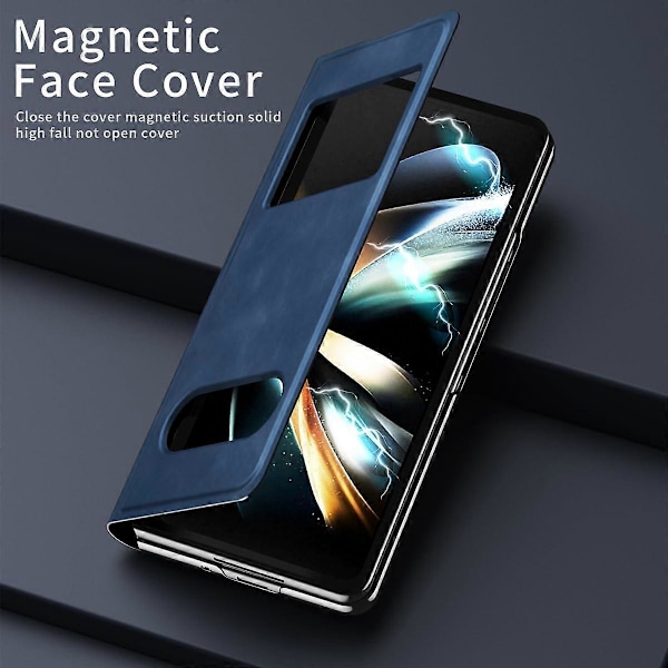 Samsung Galaxy Z Fold 6:lle suunniteltu magneettinen taittuva kotelo, avoin ikkuna, ylellinen liike-elämän Napa-nahkainen piilotettu jalusta, ohut suojakotelo Red For Galaxy Z Fold 6