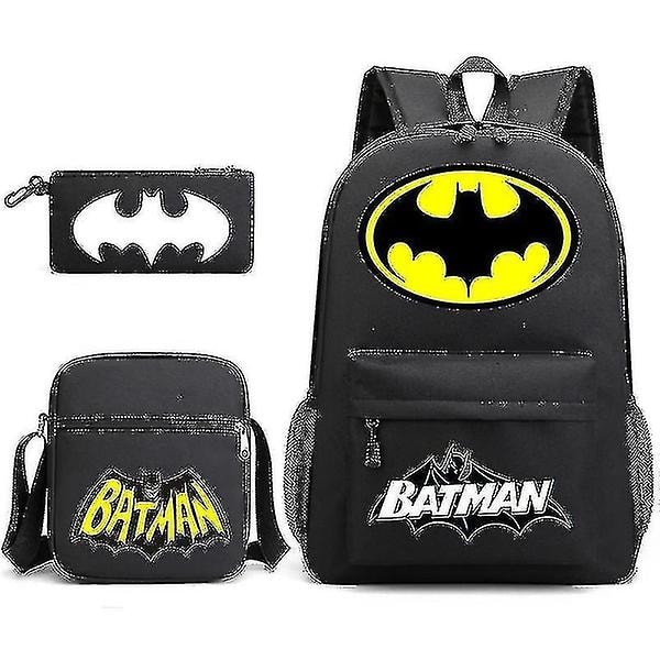 Batman Bruce Wayne -koululaukku, opiskelijareppu, paperikassi, pieni laukku, kolmiosainen setti, tyyli AH DB