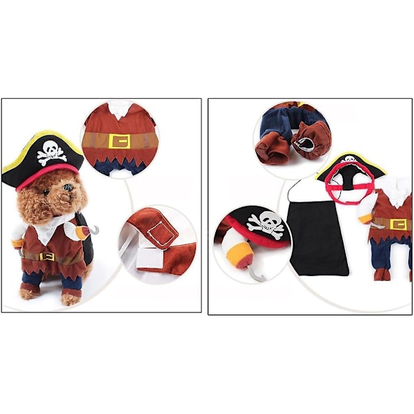 Lemmikkiasu, hauska söpö lemmikki koira kissa merirosvovaatteet setti puku sopii Halloween joululoma pukeutua cosplay, juhla-asu kissoille ja koirille plus hattu