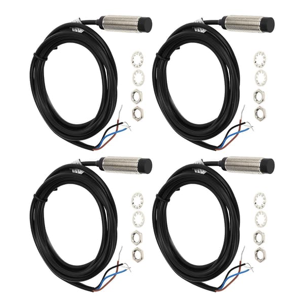 Fictory Induktiv närhetsbrytare 4-pack, 12 mm sond NPN 3-tråds NO, 4 mm detekteringssensor, 6-36VDC