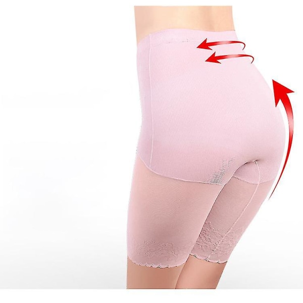 Sømløs Slip Shorts For Dame Under Kjole - Lace Thigh Truse Safety Shorts Under Skjørt Pink XL 60kg-80kg