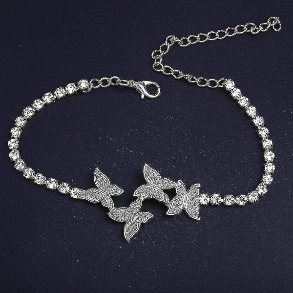 Butterfly Ankelkæde Armbånd Legering Rhinestone Håndled Ankelkæde Elegante smykker
