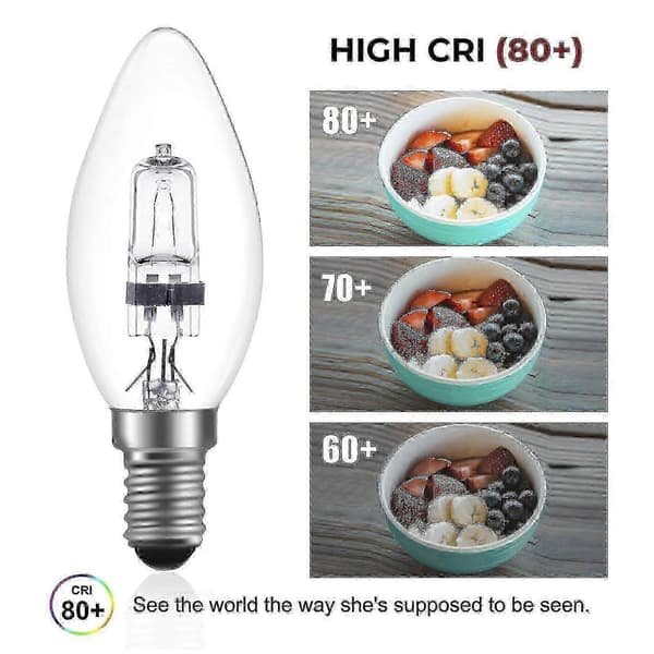 10 stk E14 C35 dimbar halogenpære 42W 2700K varmhvit stearinlys