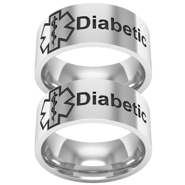 Medicinsk tilstand Alarm Diabetiker Titanium Unisex Band Finger Ring Smykker Gave US 12