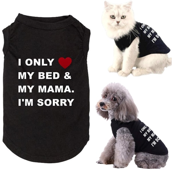 Hundeskjorter Bogstavtrykt vest til små store hunde Slogankostume Hundepyjamas Hvalpegave Kæledyrstøj Mamas dreng O-Black Medium