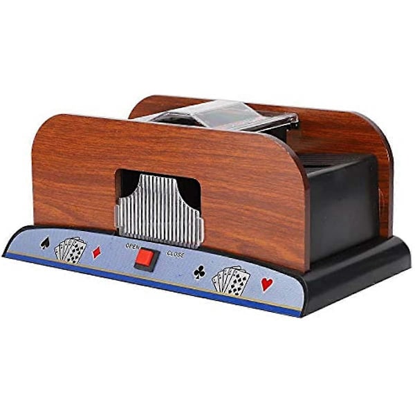 Card Shufflers Durable and Reliable Wood Electric Card Shuffler Quiet Automatic Battery Powered Playing Card Shuffler Machine