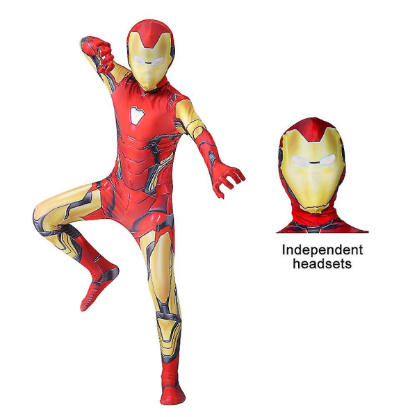 4-9 år Barn Marvel Avengers Iron Man Cosplay Festkostyme Jumpsuits+hodeplagg Fancy Dress Antrekk Sett Gaver 4-5 Years