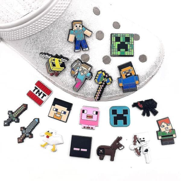 18 stk. Minecraft sko pynt charms til børn voksne Crocs sko DIY tilbehør - YX