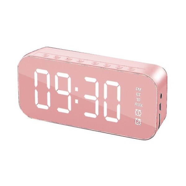 Multifunktionelt LED digitalt vækkeur, Bluetooth-højttaler, lysende elektronisk musikboks ved sengen pink