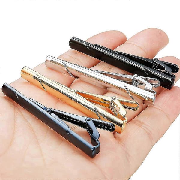 4 stk slipsnåler for menn, slipsnålesett for vanlige slips, halsslips, bryllups- og forretningsklips