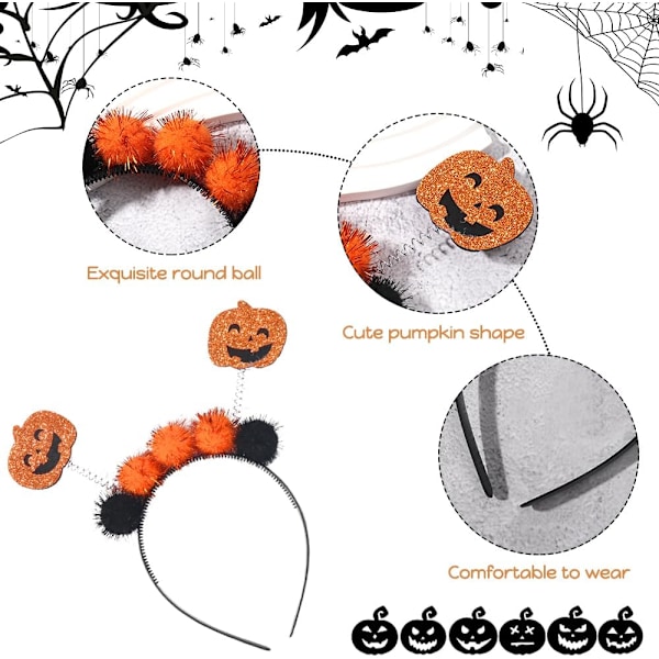 Halloween Hodebånd Gresskar Hodebånd Søt Gresskar Hårbånd Halloween Hårtilbehør for Kvinner Jenter
