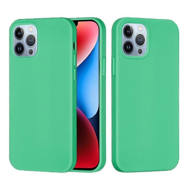 Ensfarvet silikone telefoncover til iPhone 15 Green For iPhone 15 Pro