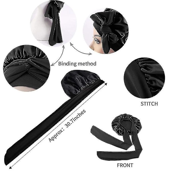 Silk Bonnet Satin Bonnet För Sovhuv Med Knytband Cap Green