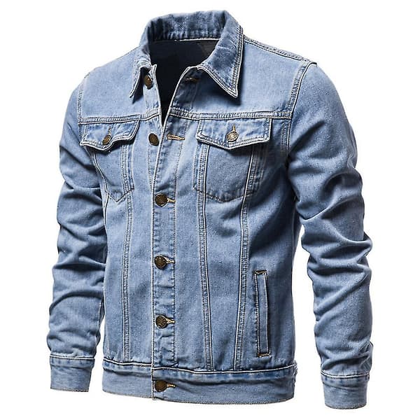 Klassisk denimjakke med revers og knapper til mænd Blue S