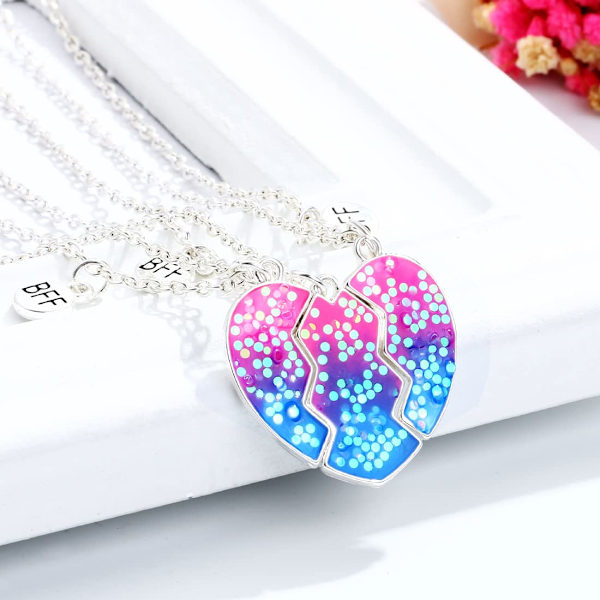 3 st BFF-halsband Bästa vänner vänskapskedja halsband födelsedagspresenter kedja hänge gåvor för flickor (rosa och blå)