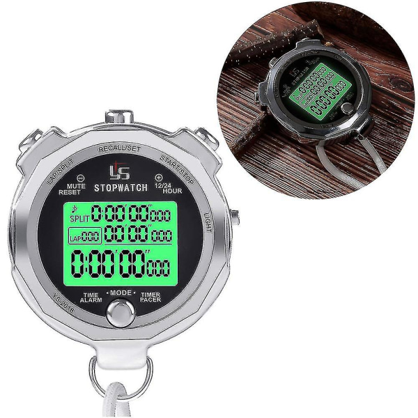 Stopur Metal Stopur Timer med baggrundsbelyst 1/100. sekund Precision 200 Lap Memory Digital Stopur til Coaches