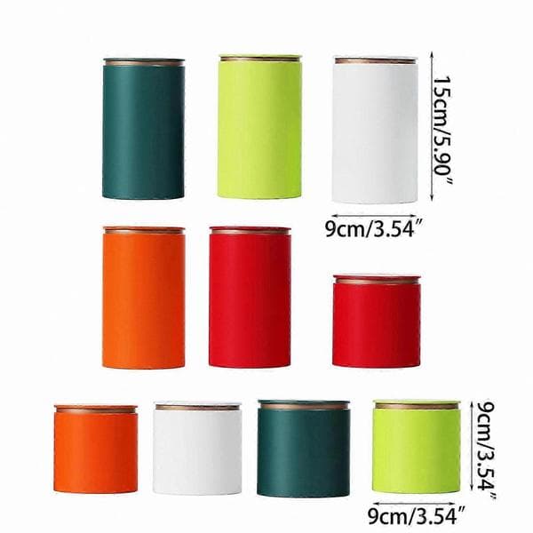 Lille rød metaldåse til opbevaring af urter, løs te og kaffe, holdbart og elegant design orange large