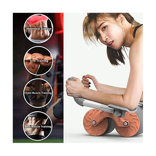 Ab-rullhjul Automatisk rebound med armbågsstöd Träningshjul Tystnad Maghjul Träningsutrustning för hemmet OrangeGray
