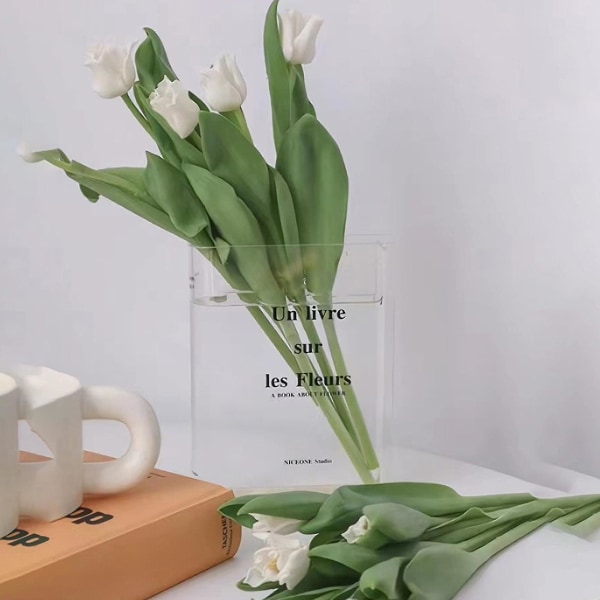 Nordic Style Klar Akryl Bok Design Vas Transparent Estetisk Blomvas Kontor Hemrum Inredning Clear Grey