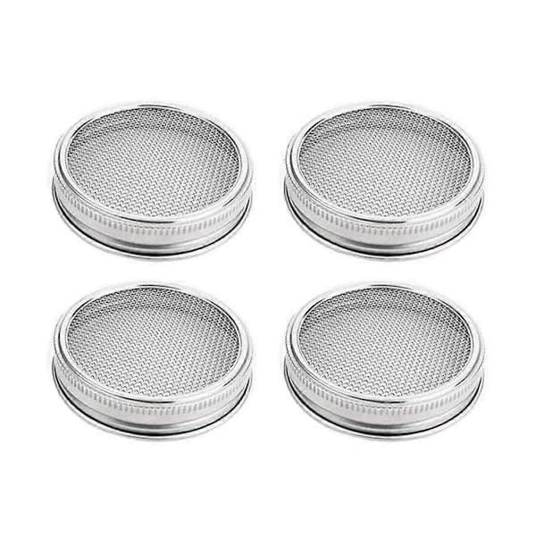 4-pak rustfri stål spirelåg, kompatible med brede Mason Jar-glas til spiring
