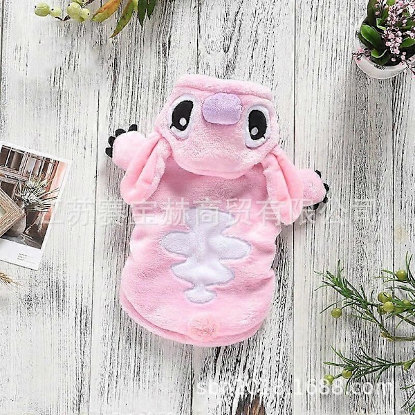 Stitch-jakke for hund, fløyelsstoff, super liten, søt Chihuahua, tykk, høst/vinter, blå, gutt, Mascotas pink L