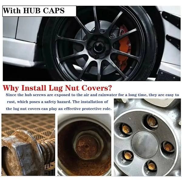 20pcs Wheel Nut Bolt Cap Covers with Removal Tool Black