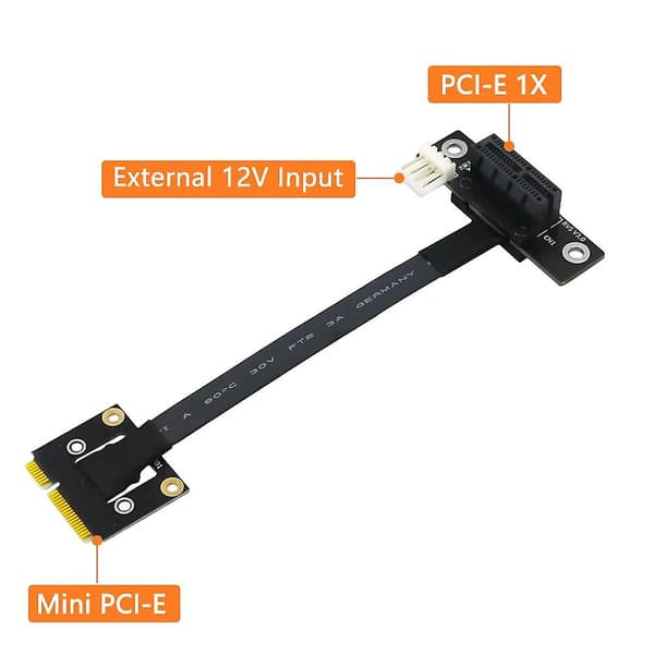 Legg til på kort 270 graders Mini Pcie til Pci-e 1x adapterkabel Mini Pci Express til Pci-e X1 Riser 4pin strømkobling for Extender