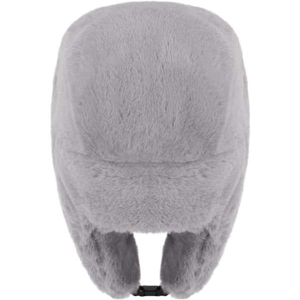 Vinterlue Ushanka Russisk Hatt for Voksne - Koselig Pluss, Vindtett, Full Hetter, Øreklaffer, Varm, Kuldebestandig, Ski, Jakt, Sykling, Trapperhatt Grey One Size