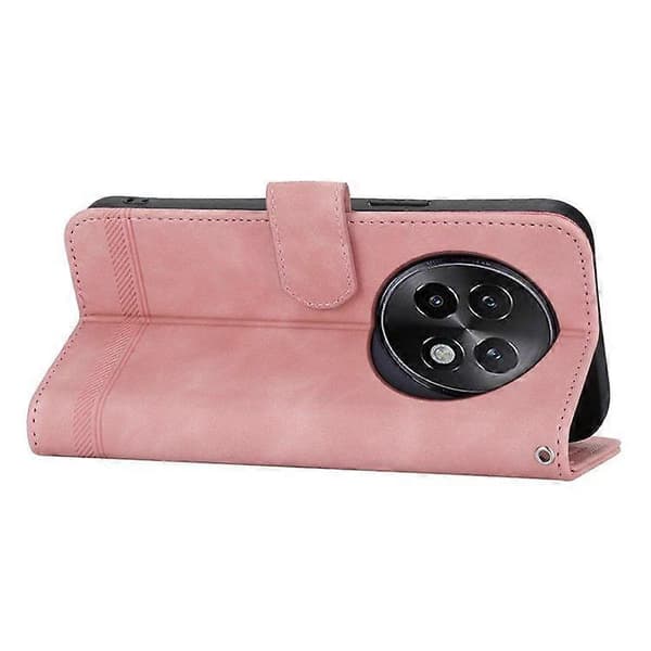 För Realme 13+(Plus) 5G Läderfodral Linjer Prägling Plånbok Telefonfodral Pink