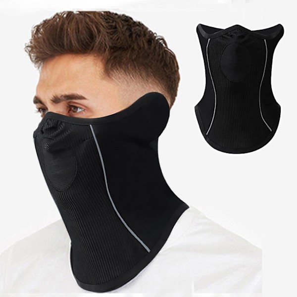 Halsvärmare för utomhusridning, höst/vinter, med fleecefoder, andningshål, halv ansiktsmask, trendiga accessoarer Black