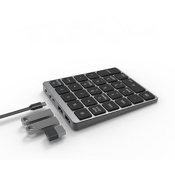N970 Pro oppladbart Bluetooth numerisk tastatur 28-tasters lett aluminiumslegering eksternt tastatur Universaltastatur Hvit