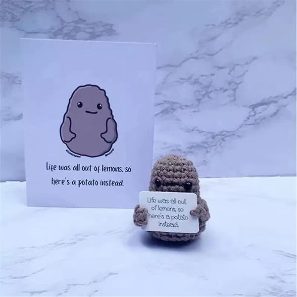 Mini stickad positiv energi potatisdocka skrivbord heminredningspresenter A