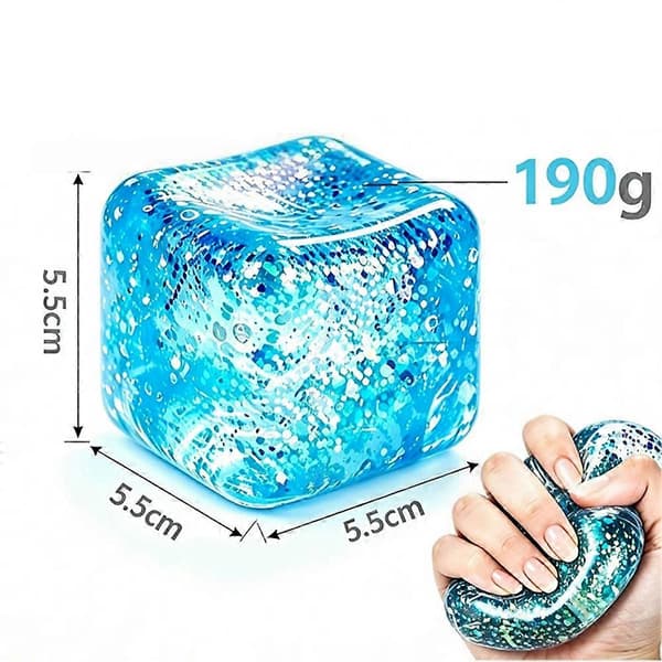 Ice Cube Squishy Fidgetleksak, Långsamt Stigande Klämbar Sensorisk Leksak Stressboll för Ångestlindring Rosa-Glitter Pink