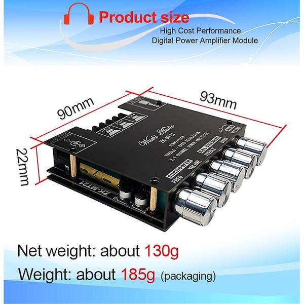 Mt21 2.1 Bluetooth 5.0 Subwoofer Amplifier Board Audio Stereo Förstärkarmodul