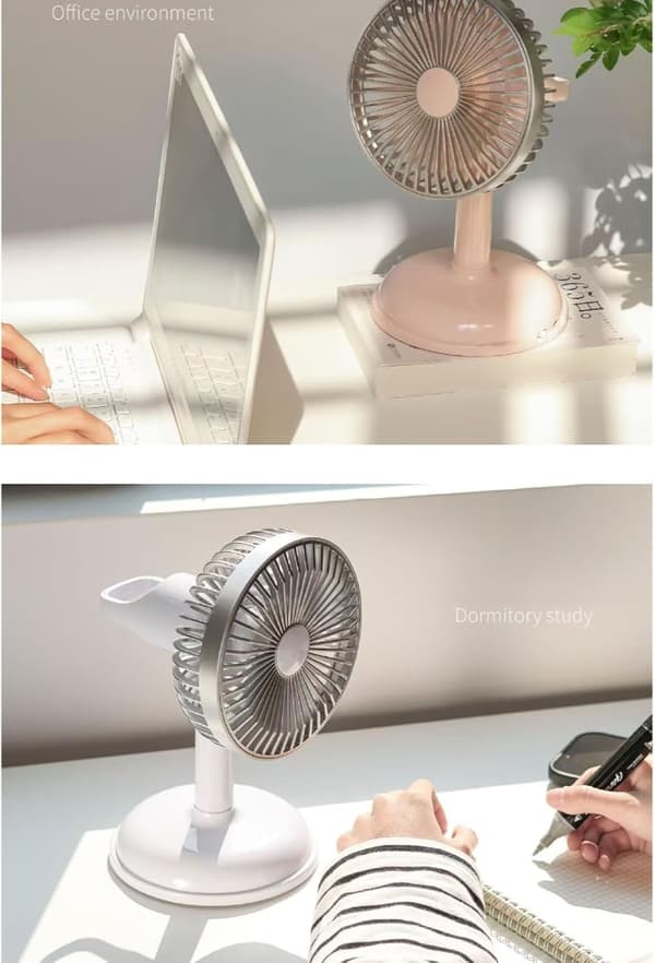 Genopladelig bordventilator, bærbar udendørs campingventilator, 2 tilstande, velegnet til udflugter, arbejde, studier