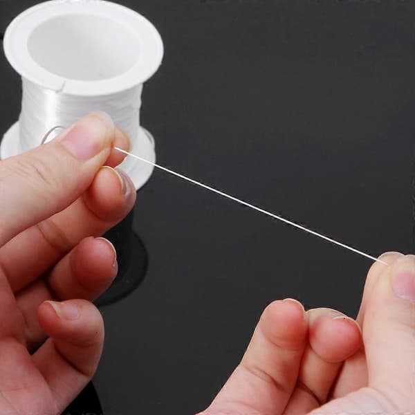 Perlesnor Perletråd Størrelse D for Perler Hvit Svart Elastisk Snor Black