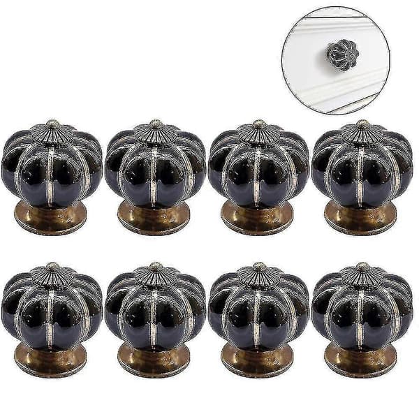 8 stk. skuffeknopper kommode møbelknopper keramik 38mm dørknopper bedste gave Black